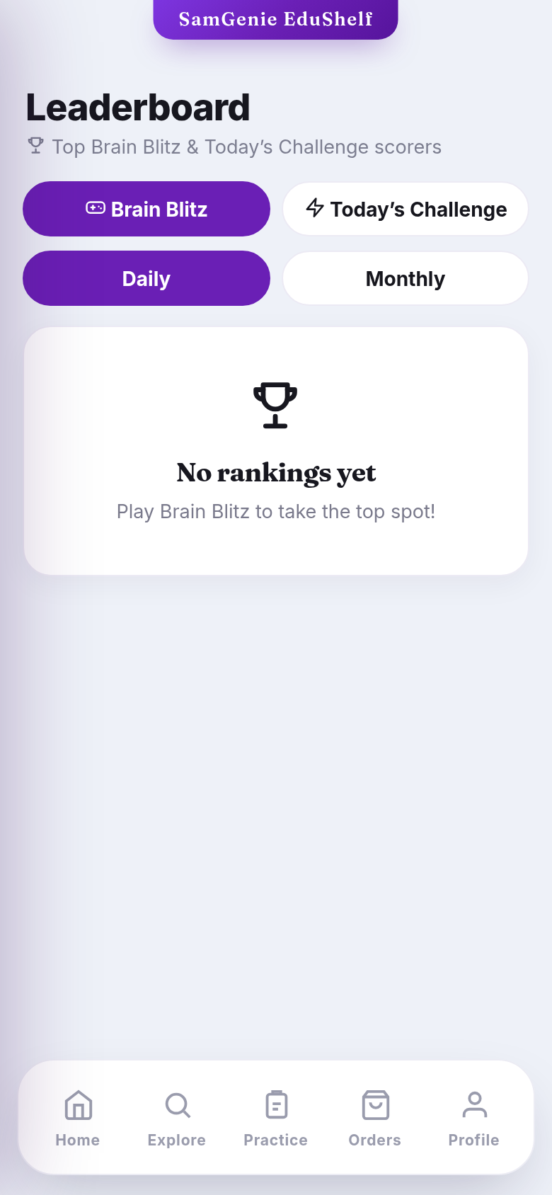 Leaderboard screen